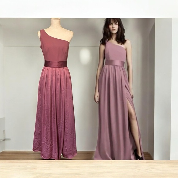 Vera Wang Elegant One-Shoulder Mauve Bridesmaid Dress - Picture 1 of 10
